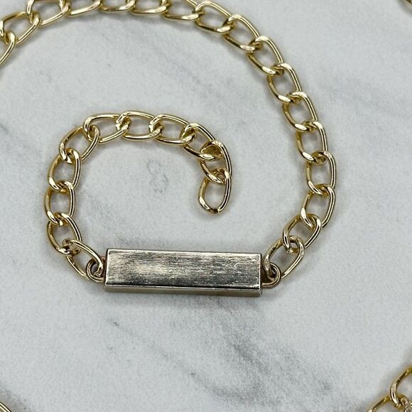Gold Tone Skinny Chain Link Belt with Bar Details Y2K Festival ✨ - Picture 12 of 12